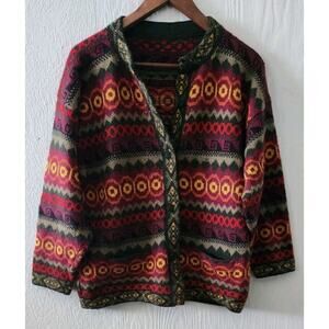 Hand Knit Women's Multi Colored Sweater Cardigan